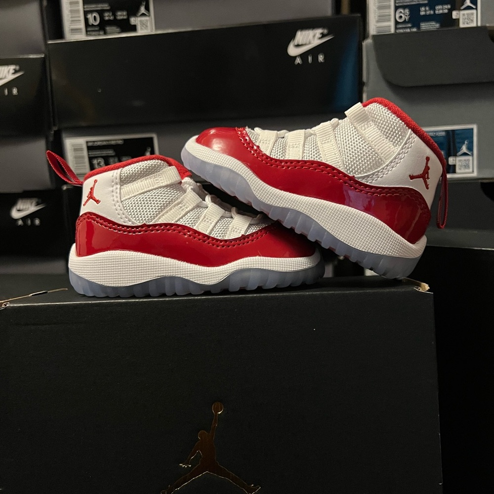 SHIPS NOW! TD Air Jordan 11 XI white varsity red Cherry 378040-116 size 4c - 10c - Picture 2 of 12